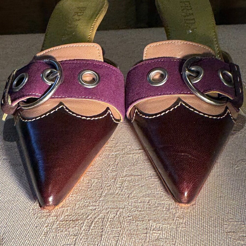 Prada Kitten Heel Mules with Buckle - Picture 3 of 10